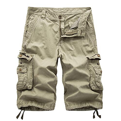 BIBOKAOKE Cargo Shorts Herren Sommer Vintage Kurze Hose mit vielen Taschen Slim Fit Casual Camouflage Cargohose Regular Bermuda Arbeitshose Outdoors Chinohose Straight Herrenshorts Knielänge von BIBOKAOKE