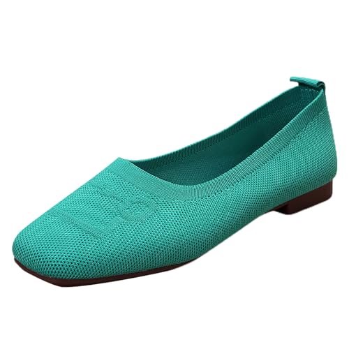 BIBOKAOKE Damen Ballerinas Slip On Knit Kleid Schuhe Pumps Runde Zehe Ballerinas Stoffschuhe Flats Sommerschuhe Maschenware Rutschfest Freizeitschuhe Bequem Weich Ballerina Bequem Walkingschuhe von BIBOKAOKE