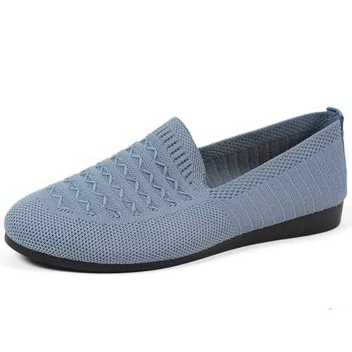 BIBOKAOKE Damen Einfarbig weich gestrickt bequem runde Zehenpartie Schlupfschuhe leicht lässig Arbeitsschuhe Flache Schuhe von BIBOKAOKE