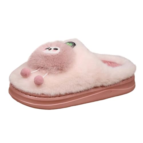 BIBOKAOKE Damen Herren Hausschuhe Winter Plüsch Pantoffeln Flauschige Warme Hausschuhen rutschfeste Flache Slippers Hüttenschuhe für Drinnen Draußen mit Fellfutter von BIBOKAOKE