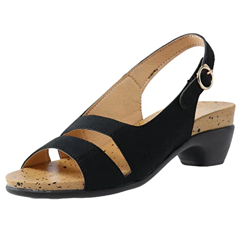 BIBOKAOKE Damen Sandale mit Absatz,Frauen Sandalen Sommer Offene Zehen Römersandalen Keilabsatz Fischmaul Sandaletten Elegant Riemchensandalen Bequeme Riemchenpumps Atmungsaktiv Slingback Pumps von BIBOKAOKE