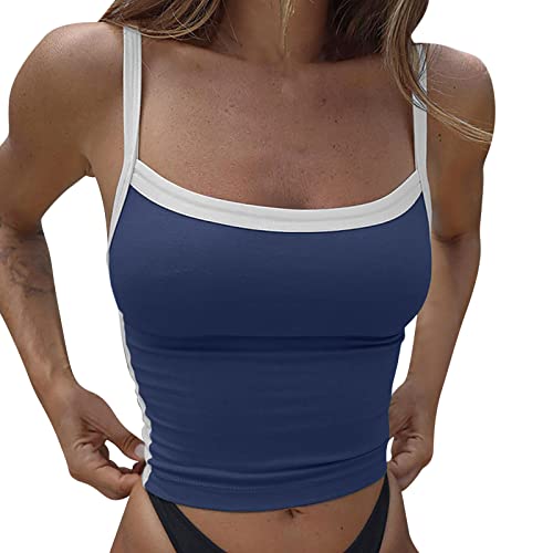 BIBOKAOKE Damen Tank Top Sexy Crop Tops Y2k Aesthetic Oberteil Slim Fit Weste Spaghetti Tops Cami Ärmelloses T-Shirt Sommer Shirts Oberteile Tanktop Corset Top Aesthetic Sport Fitness Tops von BIBOKAOKE