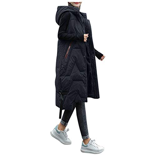 BIBOKAOKE Damen Übergangsjacke Warm Weste Oversize Parka Mantel Outdoor-Weste Steppweste Mit Kapuze Steppmantel Damen Lang ärmellos Winterjacke Kapuzenjacke Hoodie Weste Top von BIBOKAOKE