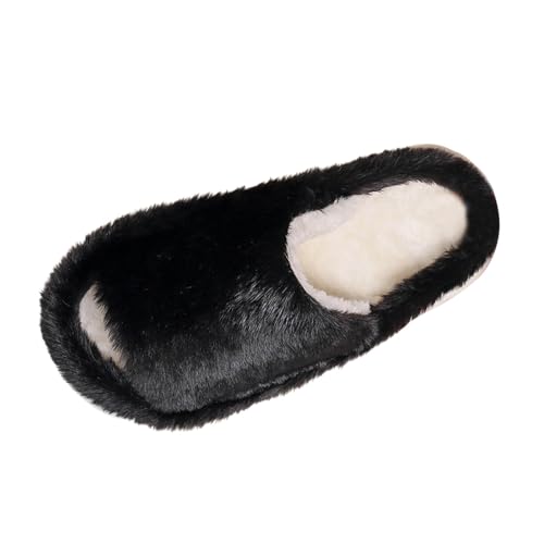 BIBOKAOKE Damen Warme Hausschuhe aus Memory-Baumwolle Einfarbig Pantoffeln Weiche Flache Filzpantoffeln Herbst und Winter Hauspantoffeln für Drinnen und Draussen von BIBOKAOKE