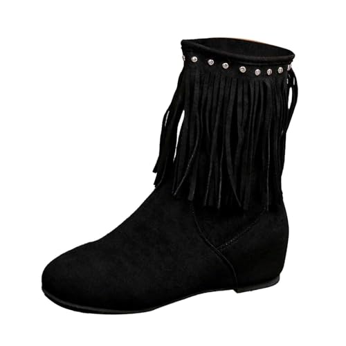 BIBOKAOKE Damen Winter Stiefel halbhoher Wade Stiefeletten Mit Fransen Spitz Wildleder Ankle Boots Slip-on Frauen Freizeit Knöchel Schuhe Einfarbig BIBOKAOKE Damen Winter Stiefel halbhoher Wade Stiefeletten Mit Fransen Spitz Wildleder Ankle Boots Slip-on Frauen Freizeit Knöchel Schuhe Einfarbig von BIBOKAOKE