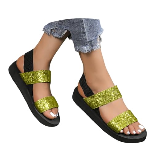 BIBOKAOKE Flache Schuhe Für Damen Boho Strandschuhe Mode Sportschuhe Leicht Weich Sohlen Walkingschuhe Elegant Hausschuhe Weite Schnell Trocknend Joggingschuhe Slip on Slides Komfort Pantolette von BIBOKAOKE