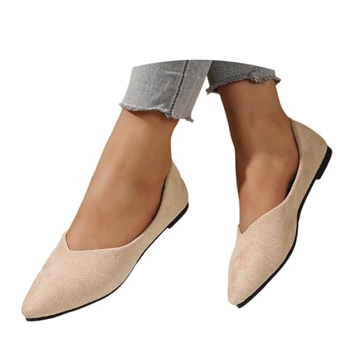 BIBOKAOKE Flache Schuhe Für Damen Wasserdicht Strandschuhe Mode Walkingschuhe Leicht Weich Sohlen Pantolette Weite Stoffschuhe Bequem Slip on Schuhe Freizeit Strandschuhe Einfarbige Loafers von BIBOKAOKE