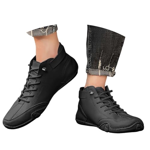 BIBOKAOKE Flache Schuhe Herren Bequem Air Schuhe mit Riemen Weite Barfuss Stiefeletten Hohe Stiefel Mode Freizeitschuhe Gummistiefel Weich Gartenstiefel Fitnessschuhe Trekkingschuhe Walkingschuhe von BIBOKAOKE