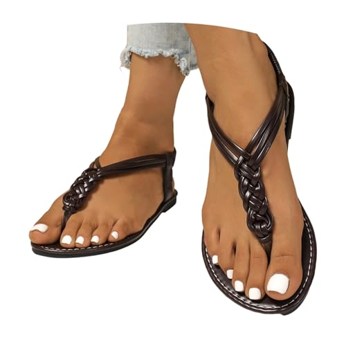 BIBOKAOKE Flip Flops Damen Einfarbige Sommerschuhe Atmungsaktiv Sandalen Freizeit Strandschuhe Flache Stoffschuhe Bequem Walkingschuhe Bunt Fitnessschuhe Mit Gummiband Slipper Hausschuhe von BIBOKAOKE
