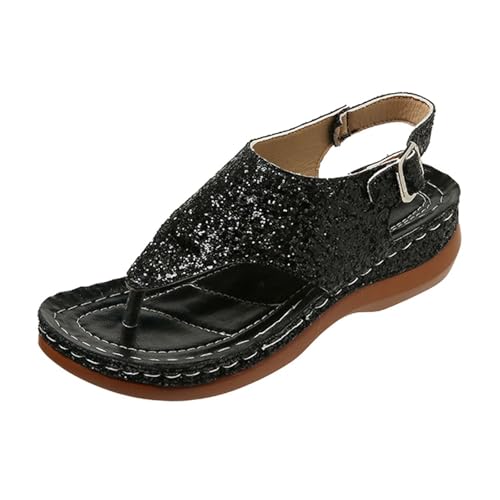 BIBOKAOKE Flip Flops Damen Leicht Keilsandalen Mode Slides Elegant Slip on Walkingschuhe Bequem Strandschuhe Einfarbige Freizeitschuhe Flache Sandalen Komfort Zehentrenner Weite Lederschuhe von BIBOKAOKE