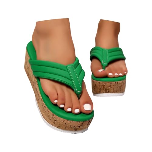 BIBOKAOKE Flip Flops Damen Sommer Modisch Zehentrenner Plateau Keilsandalen mit Weiche Fussbett Rutschfest Strandschuhe Bequem Sommerschuhe Retro Clogs Slip on Hausschuhe Pantolette von BIBOKAOKE