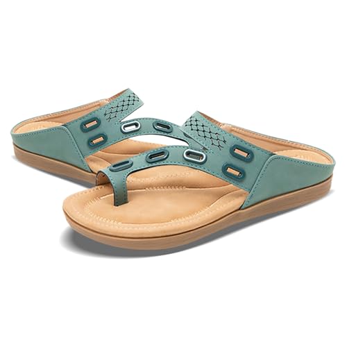 BIBOKAOKE Flip Flops Damen Wasserdicht Lederschuhe Lässige Strandschuhe Leicht Freizeitschuhe Wassdicht Sommerschuhe Rutschfest Schuhe Plateau Tanzschuhe Orthopädische Wasserschuhe Hausschuhe von BIBOKAOKE