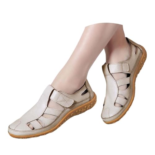 BIBOKAOKE Freizeit Schuhe Damen Plateau Sommerschuhe Atmungsaktiv Schuhe Rutschfest Lederschuhe Waschbare Loafers Elegant Strandschuhe Bunt Hausschuhe Schnell Trocknend Slipper Fitnessschuhe von BIBOKAOKE