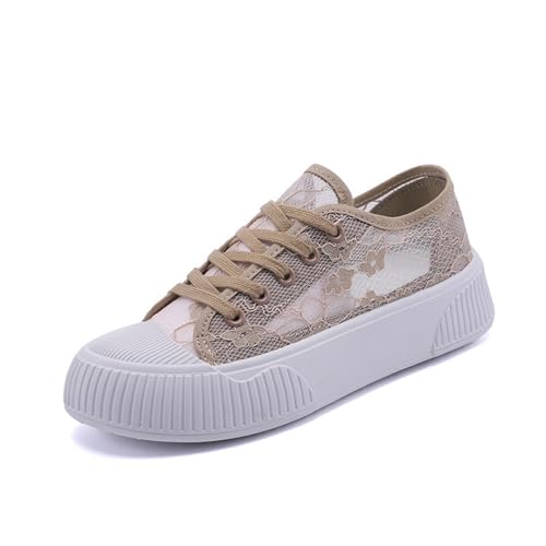 BIBOKAOKE Freizeitschuhe Damen Spitzen Trachten Schuhe Einfarbig Flache Walking Schuhe Mesh Atmungsaktive Oktoberfest Outdoor Sportschuhe von BIBOKAOKE