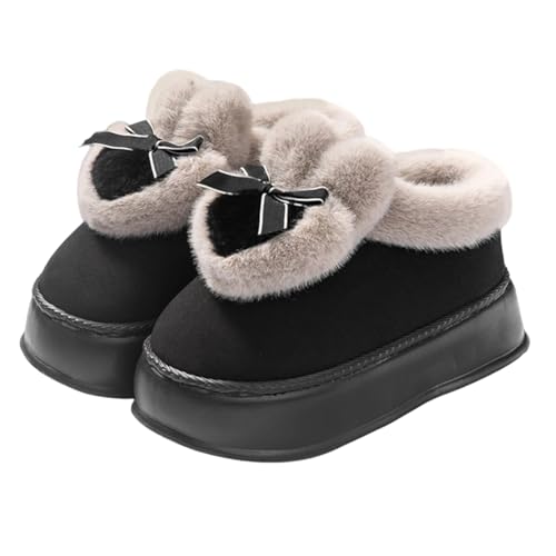 BIBOKAOKE Hausschuhe Damen Dicke Sohle Memory Foam Eingang Ferse Offen Flauschfutter Warme Winter Pantoffeln Für Indoor Outdoor Slippers Mit Arch Support Bequem Weich von BIBOKAOKE