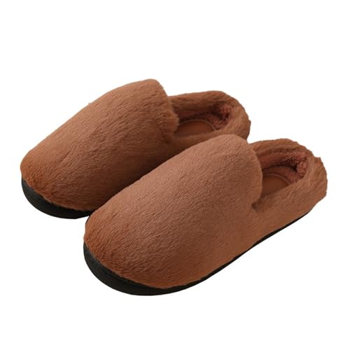 BIBOKAOKE Hausschuhe Damen Frühling und Herbst Rutschfeste dicke Sohle Bequem Leichte Plüschig Warm Slipper Einfarbige von BIBOKAOKE