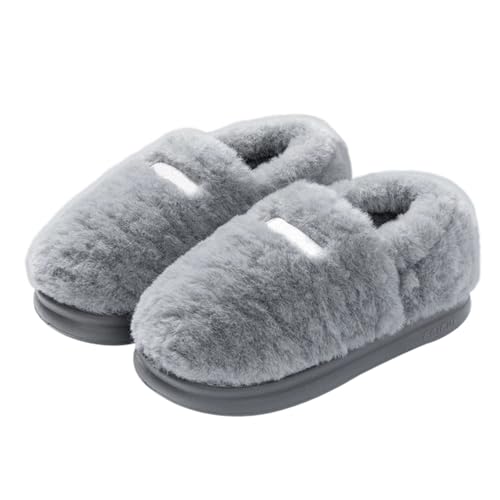 BIBOKAOKE Hausschuhe Damen Geschlossene Innen Außen Pantoffeln Weich Leicht Rutschfest Unisex Dicker Alleiner Warmer Warmiger Nicht Rutscher Herren-Baumwollschuhe von BIBOKAOKE