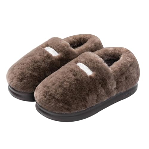 BIBOKAOKE Hausschuhe Damen Geschlossene Innen Außen Pantoffeln Weich Leicht Rutschfest Unisex Dicker Alleiner Warmer Warmiger Nicht Rutscher Herren-Baumwollschuhe von BIBOKAOKE