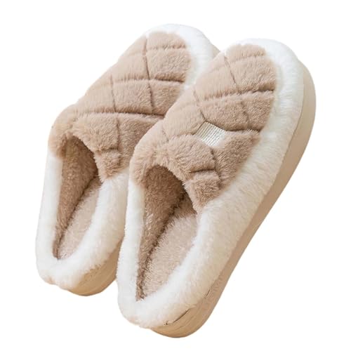 BIBOKAOKE Hausschuhe Damen Pantoffeln Flauschige Dicke Sohle Schlupfschuhe Orthopädische Stylischer Baumwollpantoffel Warme Plüsch von BIBOKAOKE
