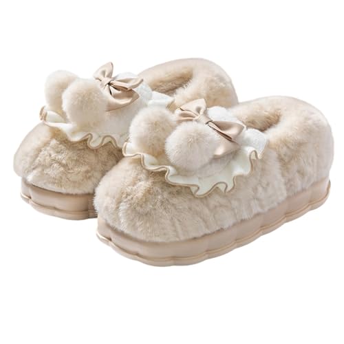 BIBOKAOKE Hausschuhe Damen Pantoffeln Memory Foam Winter Plüsch Unisex Slipper Rutschfeste Mit Bommel Filzpantoffeln Gemütliche Filzhausschuhe Für Frauen/Männer Indoor Outdoor von BIBOKAOKE