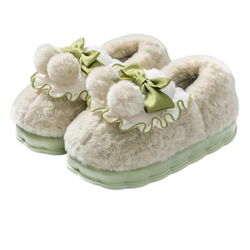 BIBOKAOKE Hausschuhe Damen Pantoffeln Memory Foam Winter Plüsch Unisex Slipper Rutschfeste Mit Bommel Filzpantoffeln Gemütliche Filzhausschuhe Für Frauen/Männer Indoor Outdoor von BIBOKAOKE