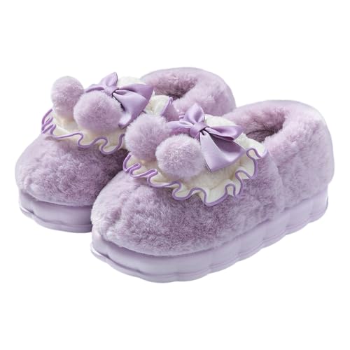 BIBOKAOKE Hausschuhe Damen Pantoffeln Memory Foam Winter Plüsch Unisex Slipper Rutschfeste Mit Bommel Filzpantoffeln Gemütliche Filzhausschuhe Für Frauen/Männer Indoor Outdoor von BIBOKAOKE