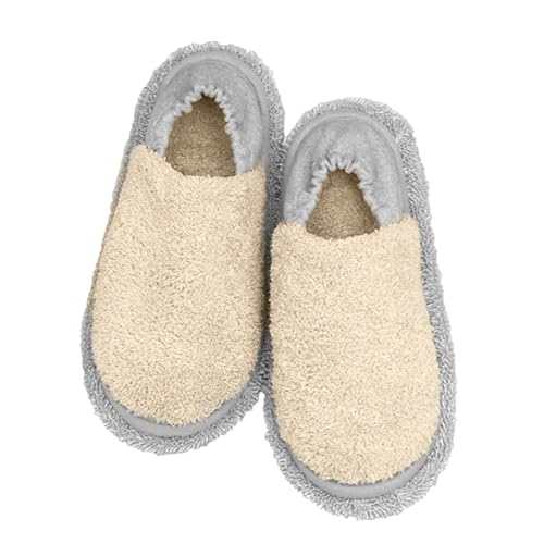 BIBOKAOKE Hausschuhe Damen Plüsch GeräUschlose Pantoffeln Unisex Rutschfeste Fellfutter Scuff Offen Bequem Warme Abnehmbaren Slipper Herbst Winter von BIBOKAOKE