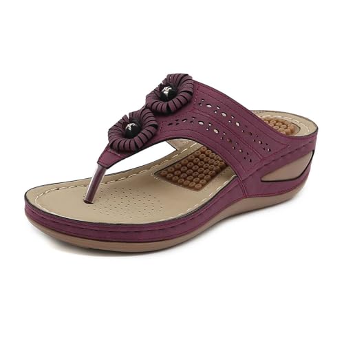BIBOKAOKE Hausschuhe Damen Sommer Flache Loafers Rutschfest Lederschuhe Freizeit Zehentrenner Walkingschuhe Waschbare Strandschuhe Leicht Sneaker Plateau Hausschuhe Schnell Trocknend Strandschuhe von BIBOKAOKE