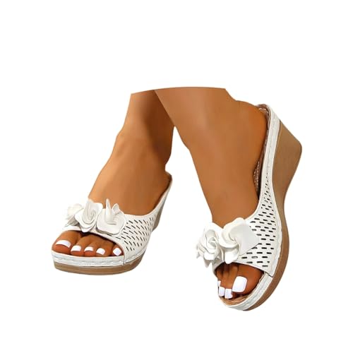 BIBOKAOKE Hausschuhe Damen Sommer Leicht Freizeit Joggingschuhe mit Blockabsatz Mode Strandschuhe Elegant Weich Sohlen Pantolette Slip on Slides Bequem Walkingschuhe Einfachheit Sommerschuhe von BIBOKAOKE