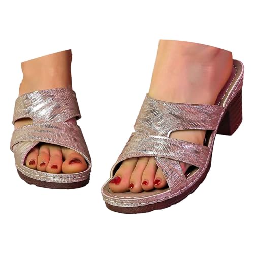 BIBOKAOKE Hausschuhe Damen Sommer Leicht Komfort Stranschuhe Mode Keilsandalen Bequem Walkingschuhe Freizeit Hausschuhe Elegant Sommerschuhe Rutschfest Slip on Slides Sandalen Pantolette von BIBOKAOKE