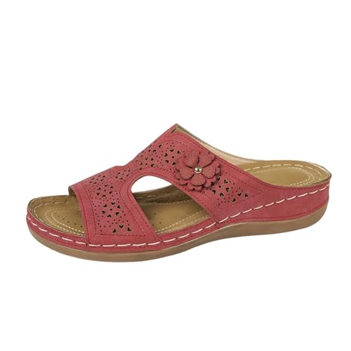 BIBOKAOKE Hausschuhe Damen Sommer Leicht Schlappen Mode Pantolette Wasserdicht Weich Sohlen Keilsandalen Elegant Sandalen Slip on Hausschuhe Komfort Strandschuhe Einfachheit Lederschuhe von BIBOKAOKE