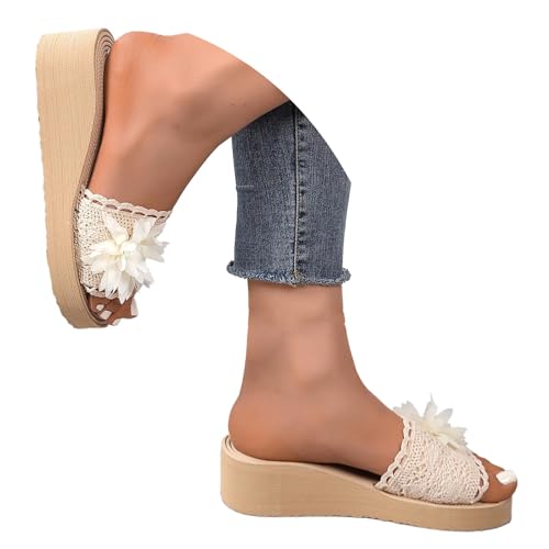 BIBOKAOKE Hausschuhe Damen Sommer Leicht Schlappen Mode Strandschuhe Komfort Walkingschuhe Leicht Hausschuhe Rutschfest Arbeitsschuhe Bequem Joggingschuhe Freizeit Schuhe Elegant Stoffschuhe von BIBOKAOKE
