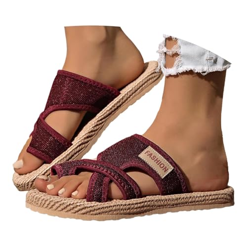 BIBOKAOKE Hausschuhe Damen Sommer Leicht Weite Sandalen Mode Sommerschuhe Schnell Trocknend Stoffschuhe Orthopädische Walkingschuhe Slip on Slides Rutschfest Strandschuhe Freizeit Joggingschuhe von BIBOKAOKE