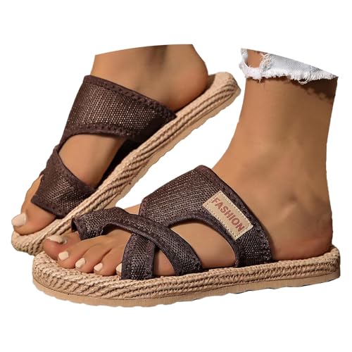 BIBOKAOKE Hausschuhe Damen Sommer Leicht Weite Sandalen Mode Sommerschuhe Schnell Trocknend Stoffschuhe Orthopädische Walkingschuhe Slip on Slides Rutschfest Strandschuhe Freizeit Joggingschuhe von BIBOKAOKE
