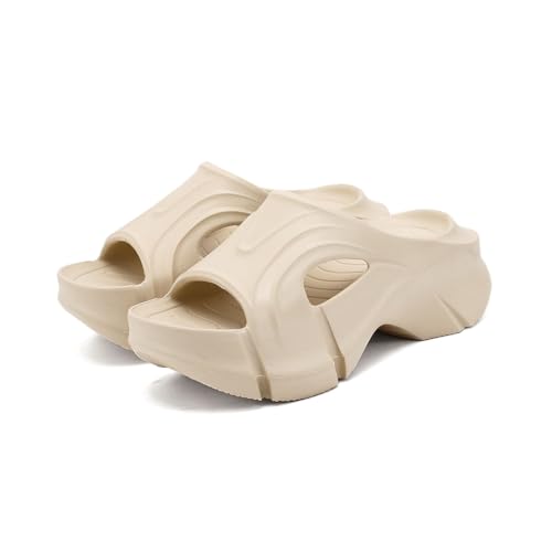 BIBOKAOKE Hausschuhe Damen Sommer Plateau Joggingschuhe Weich Walkingschuhe Leicht Strandschuhe Wasserdicht Pantolette Bequem Sommerschuhe Orthopädische Hausschuhe Wanderschuhe Slip on Schlappen von BIBOKAOKE