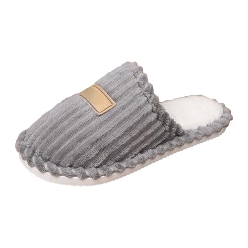 BIBOKAOKE Hausschuhe Damen Streifen Flauschig Winter Warme Pantoffeln Für Wohnung Haushalt Bequem Gemütliche Einfache Slippers Modische Paare Winterhausschuhe von BIBOKAOKE