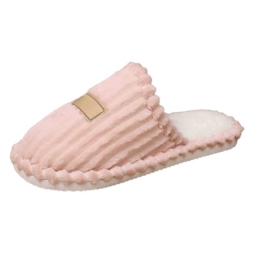 BIBOKAOKE Hausschuhe Damen Streifen Flauschig Winter Warme Pantoffeln Für Wohnung Haushalt Bequem Gemütliche Einfache Slippers Modische Paare Winterhausschuhe von BIBOKAOKE