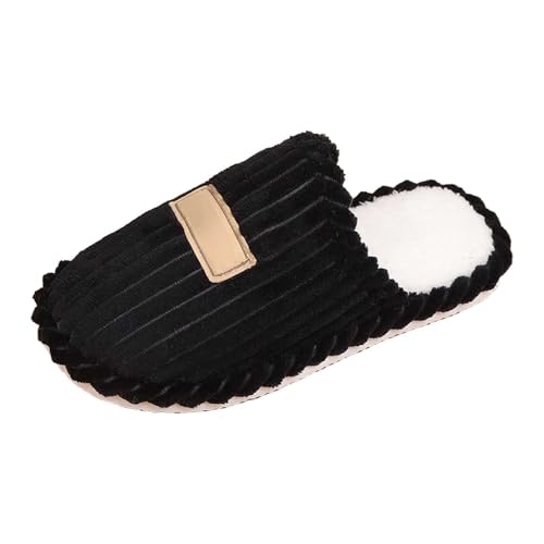 BIBOKAOKE Hausschuhe Damen Streifen Flauschig Winter Warme Pantoffeln Für Wohnung Haushalt Bequem Gemütliche Einfache Slippers Modische Paare Winterhausschuhe von BIBOKAOKE