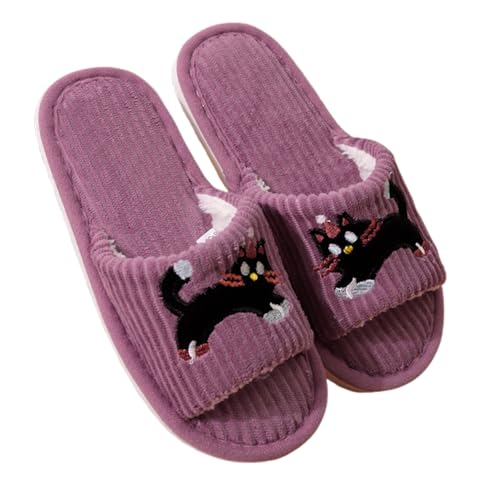 BIBOKAOKE Hausschuhe Damen Warme Weicher Hausschlappen Bequeme Plüsch Pantoffeln Lustige Cartoon Tierdruck Filzhausschuhe Offene Zehen Herbst Winter Hauspantoffeln Flache Stylisches Slippers von BIBOKAOKE