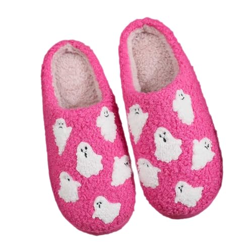 BIBOKAOKE Hausschuhe Damen Weicher Anti-Rutsch Flacher Absatz Halloween Pantoffeln Winter Leichte House Slippers Breite Füße von BIBOKAOKE