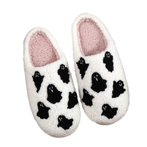 BIBOKAOKE Hausschuhe Damen Weicher Anti-Rutsch Flacher Absatz Halloween Pantoffeln Winter Leichte House Slippers Breite Füße von BIBOKAOKE