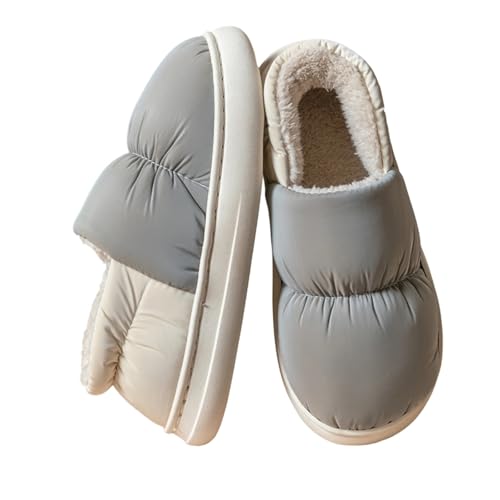 BIBOKAOKE Hausschuhe Damen Winter Herren Weiche Leichte Pantoffeln Bequem Warme Slipper Plüsch rutschfest Filzhausschuhe Slippers Outdoor Pantoletten Filzpantoffeln Flauschige Hallenschuhe von BIBOKAOKE