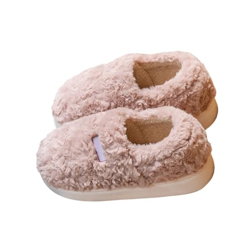 BIBOKAOKE Hausschuhe Damen Winter - Pantoffeln Damen Plüsch Einfarbig Pantoletten Hauspantoffeln Bequem Haushaltsschuhe Teddy-Fleece Filzpantoffeln Süße Plüschhausschuhe Rutschfest Winterhausschuhe von BIBOKAOKE