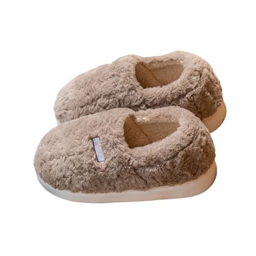 BIBOKAOKE Hausschuhe Damen Winter - Pantoffeln Damen Plüsch Einfarbig Pantoletten Hauspantoffeln Bequem Haushaltsschuhe Teddy-Fleece Filzpantoffeln Süße Plüschhausschuhe Rutschfest Winterhausschuhe von BIBOKAOKE