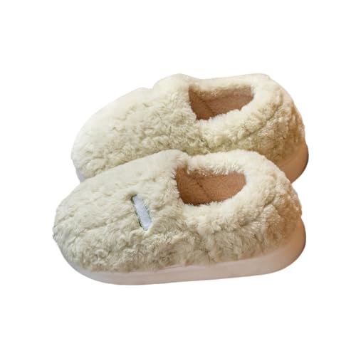 BIBOKAOKE Hausschuhe Damen Winter - Pantoffeln Damen Plüsch Einfarbig Pantoletten Hauspantoffeln Bequem Haushaltsschuhe Teddy-Fleece Filzpantoffeln Süße Plüschhausschuhe Rutschfest Winterhausschuhe von BIBOKAOKE