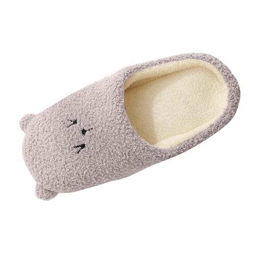 BIBOKAOKE Hausschuhe Damen weiches Fell warm weich für den Innenbereich rutschfeste Baumwolle für Paare Herbst und Winter von BIBOKAOKE