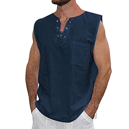 BIBOKAOKE Hemd Herren Kurzarm Regular Fit,Henley Shirts Leinenoptik Classic Blusenhemd Kurzarmhemden Herren Sommer Einfarbig Urlaub Tropical Strandhemden Vintage Tops Kurze Ärmel Shirts von BIBOKAOKE