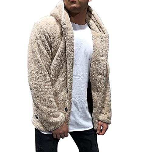 BIBOKAOKE Herren Fleecemantel Herbst Winter Wärm Wildleder Jacket Teddy Fleece Kuscheljacke Plüsch auf beiden Seiten Baumwollmantel Fleecejacke Plüsch Flauschig Jacke Kuscheljacke Winterjacke von BIBOKAOKE