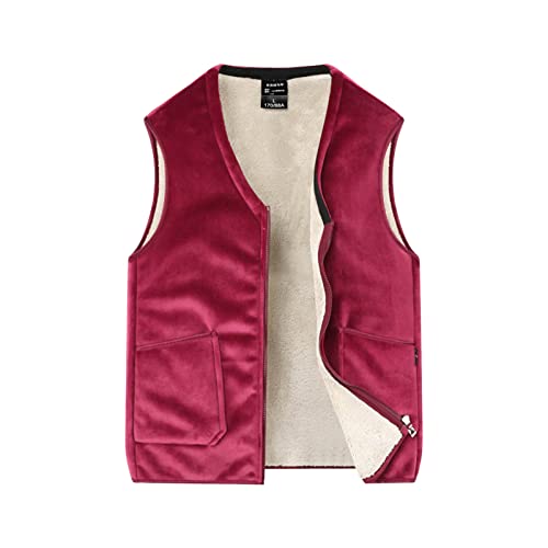 BIBOKAOKE Herren Fleeceweste Warm Winddicht Winterweste Vintage V Ausschnitt Freizeitweste Teddyfell Plüsch Gefüttert Thermoweste Slim Fit Zipper Jacke Arbeitsweste Herrenweste Tank Tops Vest von BIBOKAOKE