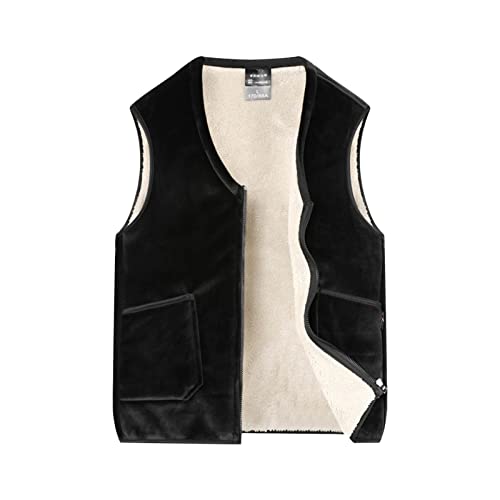 BIBOKAOKE Herren Fleeceweste Warm Winddicht Winterweste Vintage V Ausschnitt Freizeitweste Teddyfell Plüsch Gefüttert Thermoweste Slim Fit Zipper Jacke Arbeitsweste Herrenweste Tank Tops Vest von BIBOKAOKE